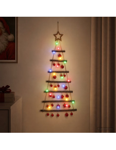 Albero di Natale appeso con palle 90 cm 30 LED Multicolore