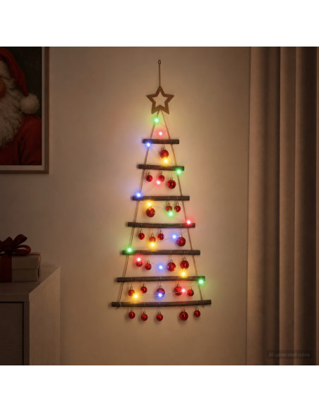 Albero di Natale appeso con palle 90 cm 30 LED Multicolore