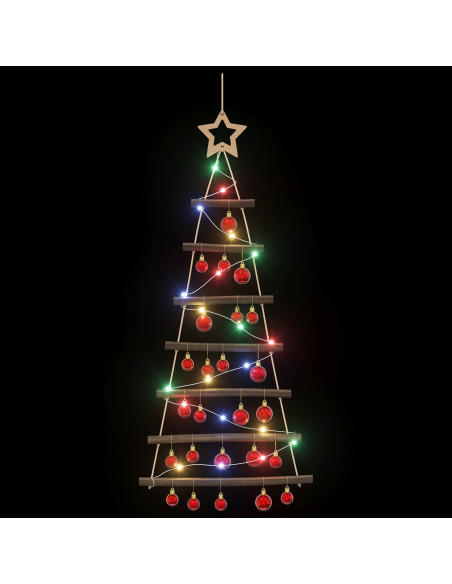 Albero di Natale appeso con palle 90 cm 30 LED Multicolore
