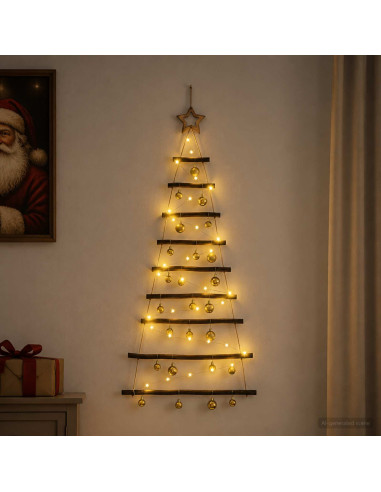 Albero di Natale appeso con palle 120 cm 50 LED Bianco caldo