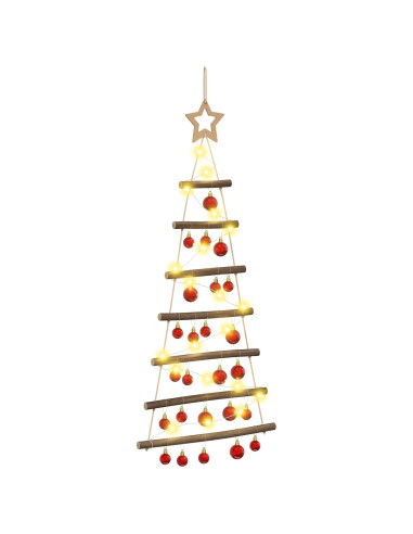 Albero di Natale appeso con palle 90 cm 30 LED Bianco caldo