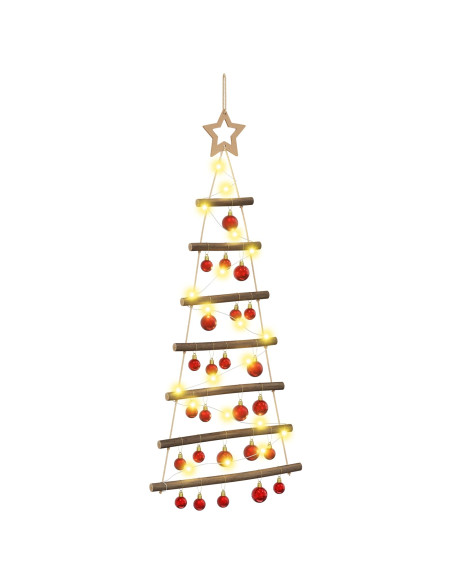 Albero di Natale appeso con palle 90 cm 30 LED Bianco caldo