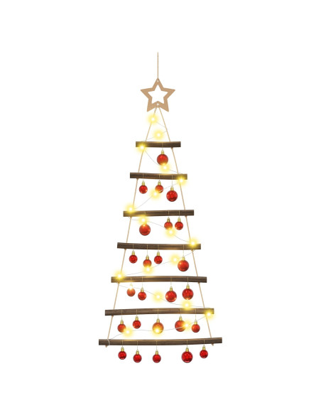 Albero di Natale appeso con palle 90 cm 30 LED Bianco caldo