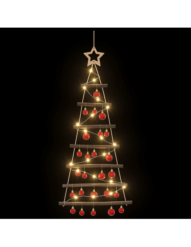 Albero di Natale appeso con palle 90 cm 30 LED Bianco caldo