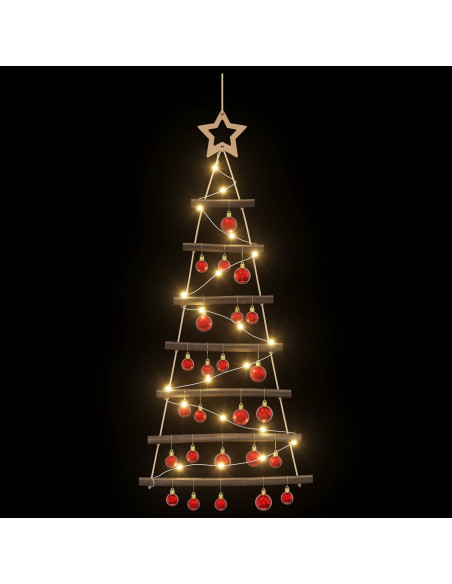 Albero di Natale appeso con palle 90 cm 30 LED Bianco caldo