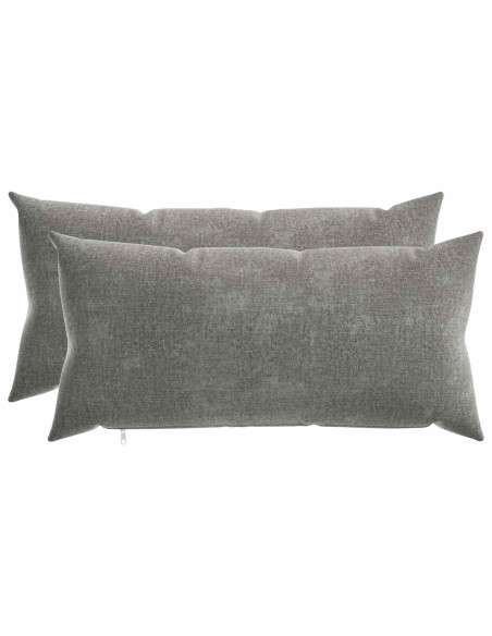 Cuscino 2 pz HEERLEN Grigio Scuro 40 x 80 cm Tessuto Chenille