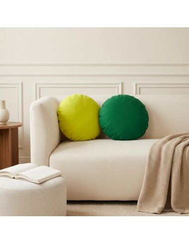 Cuscino 2 pz HEERLEN Verde brillante. Ø 30 cm Poliestere
