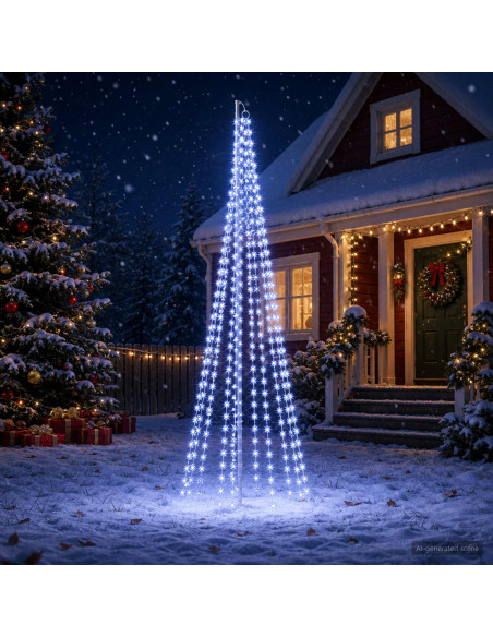 Luci per albero di Natale con picchetti e asta per bandiera