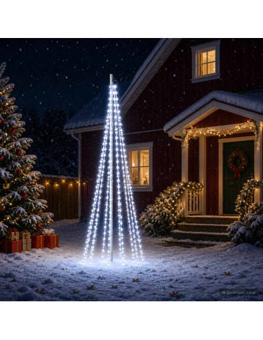 Luci per albero di Natale con picchetti e asta per bandiera