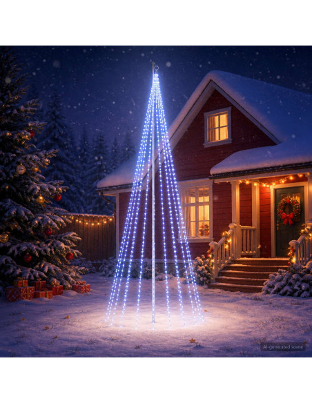 Luci per albero di Natale con picchetti e asta per bandiera