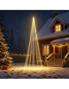 Luci per albero di Natale con picchetti e asta per bandiera