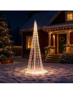 Luci per albero di Natale con picchetti e asta per bandiera