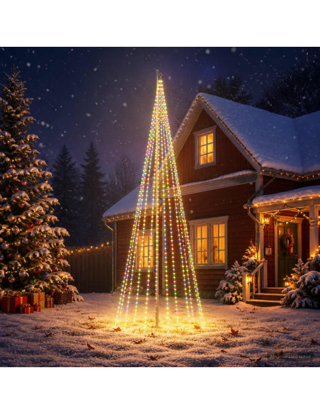 Luci per albero di Natale con picchetti e asta per bandiera