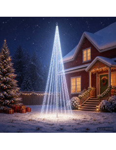 Luci per albero di Natale con picchetti e asta per bandiera