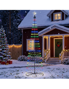 Albero di Natale a cono LED 250 cm 470 LED Multicolore Acciaio