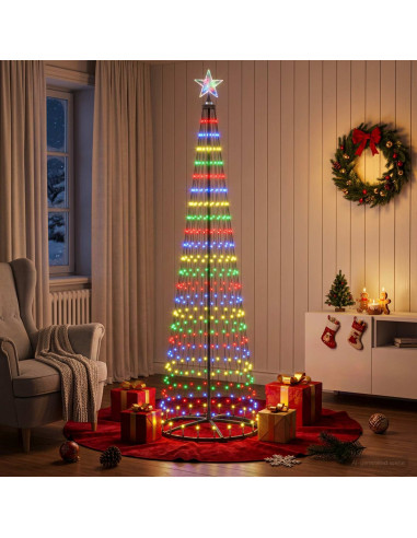 Albero di Natale a cono LED 250 cm 470 LED Multicolore Acciaio