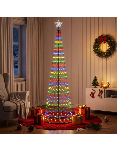Albero di Natale a cono LED 250 cm 470 LED Multicolore Acciaio