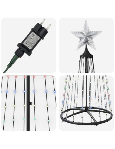 Albero di Natale a cono LED 250 cm 470 LED Multicolore Acciaio