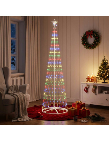 Albero di Natale a cono LED 250 cm 470 LED Multicolore Acciaio