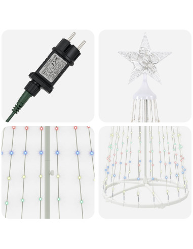 Albero di Natale a cono LED 250 cm 470 LED Multicolore Acciaio