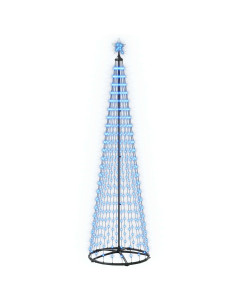 Albero di Natale a cono LED 250 cm 470 LED Blu Acciaio Bianco 2