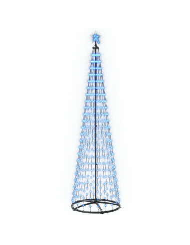 Albero di Natale a cono LED 250 cm 470 LED Blu Acciaio Bianco