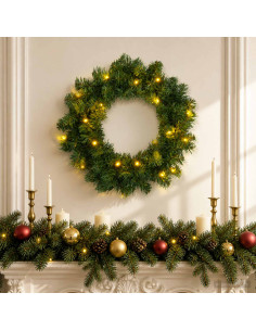 Ghirlanda di Natale Verde Ø 30 cm PVC 25 LED
