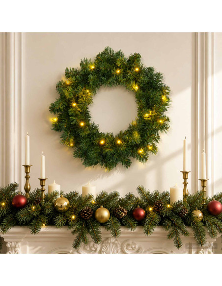 Ghirlanda di Natale Verde Ø 30 cm PVC 25 LED