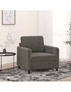 Poltrona Grigio Scuro 60 cm Velluto