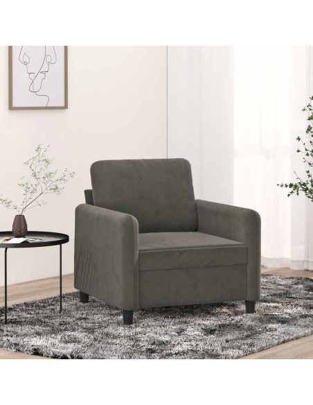 Poltrona Grigio Scuro 60 cm Velluto