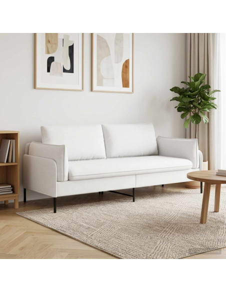 Divano 3-Persone Bianco 222 x 81 x 89 cm Tessuto
