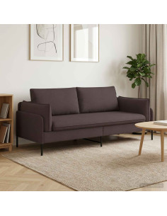 Divano 3-Persone Marrone Scuro 222 x 81 x 89 cm Tessuto
