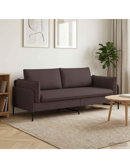 Divano 3-Persone Marrone Scuro 222 x 81 x 89 cm Tessuto