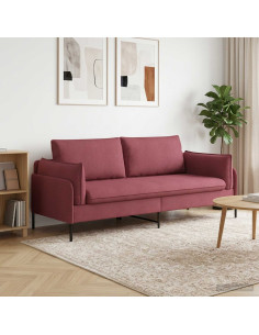 Divano 3-Persone Rosso Vino 222 x 81 x 89 cm Tessuto