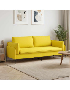 Divano 3-Persone Giallo Chiaro 222 x 81 x 89 cm Tessuto