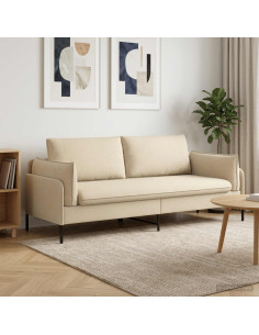 Divano 3-Persone Crema 222 x 81 x 89 cm Tessuto