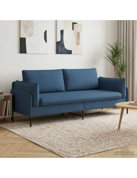 Divano 3-Persone Blu 222 x 81 x 89 cm Tessuto