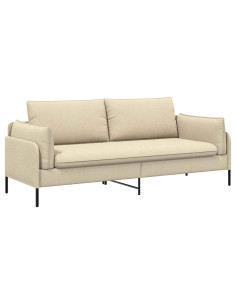 Divano 3-Persone Crema 222 x 81 x 89 cm Tessuto 2