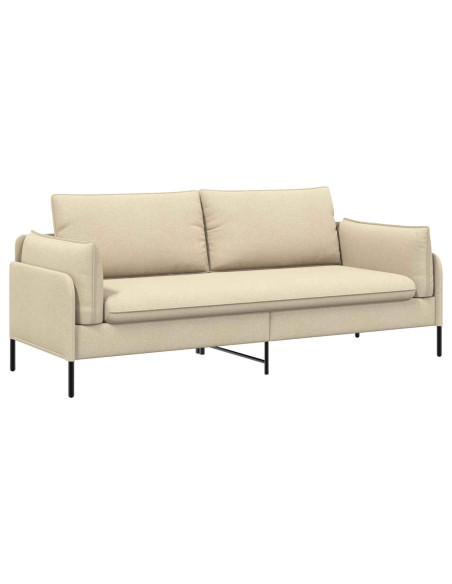 Divano 3-Persone Crema 222 x 81 x 89 cm Tessuto