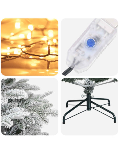 Albero di Natale Artificiale con Rami Pieghevoli 210 cm 300 LED