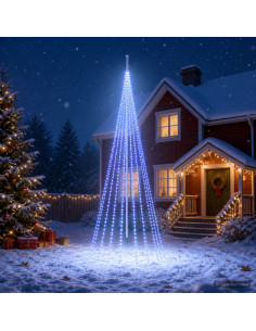 Luci per albero di Natale con picchetti e asta per bandiera