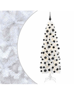 Albero di Natale Artificiale Slim con Palline 180 cm 300 LED 2