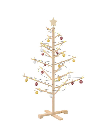 Albero di Natale in legno con supporto Naturale 125 cm