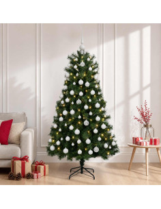 Albero di Natale artificiale con rami snodati e palline 150 cm