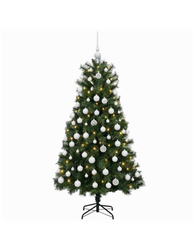 Albero di Natale artificiale con rami snodati e palline 150 cm
