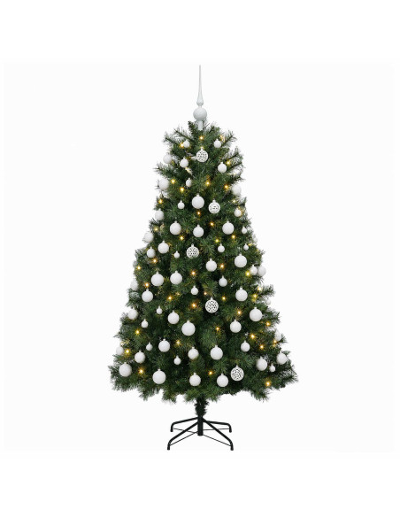 Albero di Natale artificiale con rami snodati e palline 150 cm