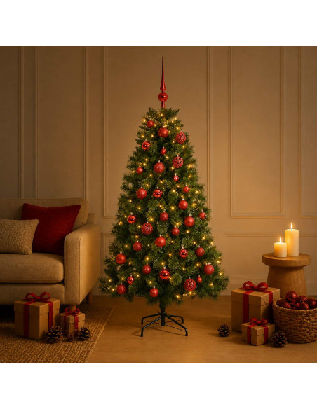 Albero di Natale artificiale con palline 120 cm 150 LED