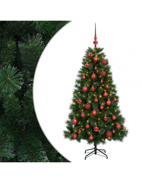 Albero di Natale artificiale con palline 120 cm 150 LED