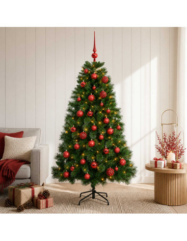 Albero di Natale artificiale con palline 120 cm 150 LED