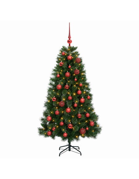 Albero di Natale artificiale con palline 120 cm 150 LED